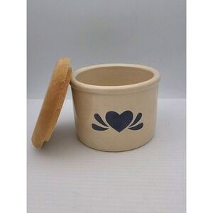 VINTAGE Brothers Pottery Norwich Ontario Hand Painted Jar Spongeware 4.5" HEART